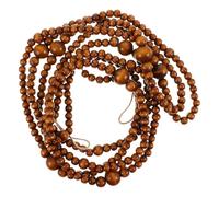 Farmhouse Wood Bead Garland for Christmas Tree Wall Hanging Decor | Rustic Vintage Coffee round Beads, 370cm Length, Fine Craftsmanship for Mantle, Tiered Tray, Festive Seasons