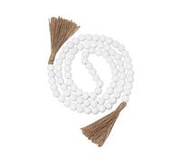 Farmhouse Wood Beads Garland Decor, Wooden Beads for Home Decor with Tassels, Rustic Country Decor for Table, Wall Etc