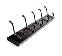 Farmhouse Wood Coat Rack Hook Wall Mounted,Entryway Hanging Coat Rack,Rustic Metal Coat Rail with Hooks Rail for Coat, Scarf,Bag,Towel,Key,Cap,Hat black-61cm