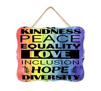 Farmhouse Wood Pallet Sign Kindness Peace Equality Love Inclusion Hope Diversity Vertical Wood Plaque Sign Quote Decorative Colors Homosexual Lesbian Shelf Décor Signs for Home Cottage 8x10