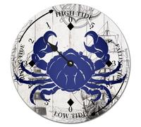 Farmhouse Wood Tidal Clock - Sea Animal Turtle Octopus Crab Seahorse Fish Beach Sea Life Wooden Wall Hanging High and Low Tide Decoration for Beach House Home 10"