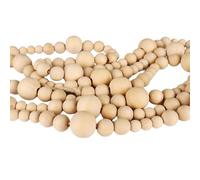 Farmhouse Wooden Beaded Christmas Tree Garland - Boho Wall Hanging Home Decor - Rustic Country Natural Holiday Decorations (1 Pack/7.2ft)