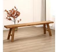 Farmhouse Wooden Entryway Bench Narrow Indoor Dining Bench Natural Long Shoe Storage for Living Room & Bedroom Stylish End of Bed Furniture (50x26x45cm)