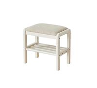 Farmhouse Wooden Shoe Storage Bench Upholstered Entryway Seat Versatile Shoe Rack for Bedroom Living Room Hallway Size 45cm 17.7in Color White