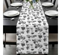 Farmhouses Plants Table Runner 13x70 Inches Long Mystic Castle Rustic Abstract Tree Vintage Cotton Linen Table Runner Burlap Style for Dinner Table Party Decor Tabletop Decorations