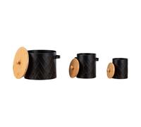 Farmhouses Styles Vegetable Storage Bin Set For Potatoes Onions And Garlic With Bamboos Lids Sturdy Carbon Steel Designs Freshness Produces Holder