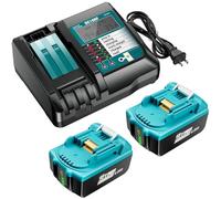Farmice 2Pack 6000mAh 18V Battery and Charger Replacement for Makita 18V Battery and Charger DC18RF Compatible with Makita Battery 18Volt 6.0Ah BL1860B BL1850B BL1840B BL1830B