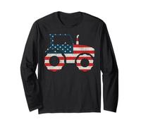 Farming Farmer American Flag Us Vintage Tractor Long Sleeve T-Shirt