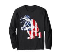 Farming Farmer American Flag Us Vintage Tractor Long Sleeve T-Shirt