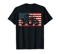 Farming Farmer American Flag Us Vintage Tractor T-Shirt
