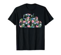 Farming Farmer Flower Floral Tractor T-Shirt