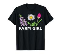 Farming Farmer Girl Flower Garden Floral Botanical Nature T-Shirt