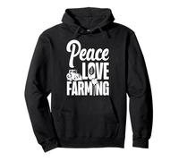Farming Farmer Girl Tractor Retro Vintage Peace Love Farming Pullover Hoodie