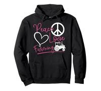Farming Farmer Girl Tractor Vintage Peace Love Farming Pullover Hoodie