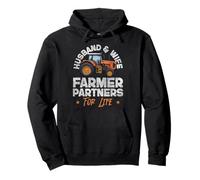 Farming Farmer Husband Wife Marriage Tractor Retro Vintage Pullover Hoodie