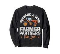 Farming Farmer Husband Wife Marriage Tractor Retro Vintage Sweatshirt