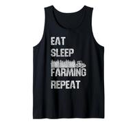 Farming Farmer Tractor Retro Vintage Eat Sleep Farming Tank Top