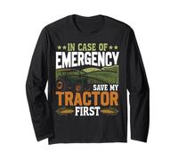 Farming Farmer Tractor Vintage in Case of Emergency Save My Long Sleeve T-Shirt