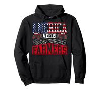 Farming Farmer Tractor Vintage Usa American Flag America Pullover Hoodie