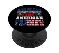 Farming Farmer Tractor Vintage Usa American Flag God Bless PopSockets Adhesive PopGrip