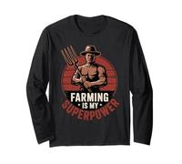 Farming is My Superpower Tractor Design Long Sleeve T-Shirt
