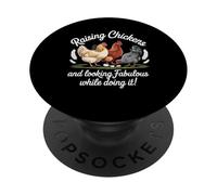 Farming Woman Raising Chickens Cute Chicken Farmer PopSockets Adhesive PopGrip