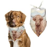 Farmland Highland Cattle Florals Dog Bandana Puppy Cat Scarfs Bibs Washable Triangle Kerchief Pet Gifts