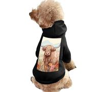 Farmland Highland Cattle Florals Dog Hoodie Shirts Pet Clothes for Small Puppy Cat Costume L