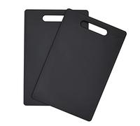 Farmlyn Creek 2 Pack Small Plastic Cutting Boards for Kitchen with Handle - Black Cutting Board for Food, Fruits, & Vegetables (7.7 x 11.6 In)