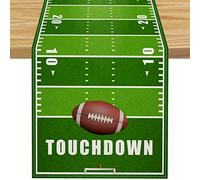 FARMNALL Linen American Football Table Runner Touch Down Decor Go Team Tablecloth Game Time Decorations and Supplies for Home Office Dining Room 13x72 Inch