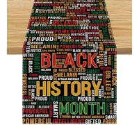 FARMNALL Linen Black History Month Table Runner Tablecloth Black Red Yellow African American Kwanzaa Decorations and Supplies for Home Office 13x72 Inch