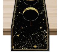 FARMNALL Linen Moon Table Runner Mystical Tablecloth Boho Astrology Ouija Board Tarot Decor Gothic Decorations and Supplies for Home Office 13x72 Inch