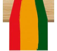 FARMNALL Linen Red Yellow and Green Stripe Juneteenth Table Runner Pan African American Black History Month Kwanzaa Decorations and Supplies for Home 13x72 Inch
