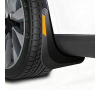 Farmogo 2026 Tesla New Model Y Juniper Accessories - Mud Flaps [No Drilling Required, Splash Guards] with Yellow Warning Strip All-Weather Body Kits for Model Y Juniper 2025/2026, Black (Set of 4)