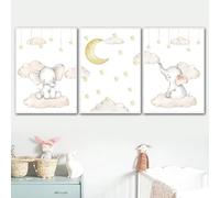 Farmsio Elephant star Moon Cloud Nursery Wall Art Canvas Painting Nordic Canvas Posters And Prints Wall Pictures Baby Kids Room Decor No frame