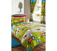 FARM YARD ANIMAL PIG DOG COW SHEEP TRACTOR SINGLE DUVET QUILT COVER BEDDING SET