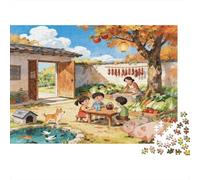 Farmyard Life 1000 Piece Jigsaw Puzzle Recycled Cozy Rustic Scene Senior Puzzles Party Game Props Developing Boy & Girl‘s Intelligence Educational Fun 52x38cm/1000pcs