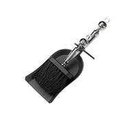 "Farnhamford" Nickel and Black Iron Fireside Brush & Pan Set - Heavy Duty Fireplace Tool with Ergonomic Handles - Compact Ash Cleanup, Hearth Accessories for Log Burner Open Fire Fire Pit