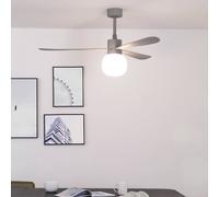 FARO BARCELONA Amelia Ball L LED ceiling fan, grey, DC, quiet, 132 cm