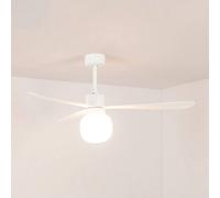 FARO BARCELONA Amelia Ball L LED ceiling fan, white, DC, quiet, 132 cm
