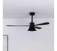FARO BARCELONA Amelia Cone L LED ceiling fan, black, quiet, 132 cm
