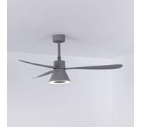 FARO BARCELONA Amelia Cone L LED ceiling fan, grey, DC, quiet, 132 cm