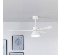FARO BARCELONA Amelia Cone L LED ceiling fan, white, DC, quiet, 132 cm