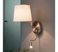 Berni 1 Light Indoor Wall Light Reading Lamp White Satin Nickel E27 Netlighting White One Size