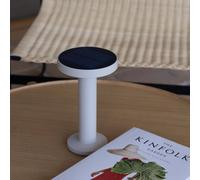 FARO BARCELONA Cairo solar LED table lamp, beige, plastic, IP44, 21 cm