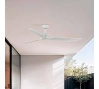 FARO BARCELONA Ceiling fan Outwood, white, DC, quiet, Ø 150 cm, IP44