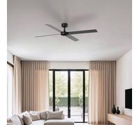 FARO BARCELONA Ceiling fan Rudder, DC motor, quiet, Ø 132 cm, wood