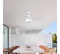 FARO BARCELONA Ceiling fan with light Outwood, white, DC, quiet, Ø150cm