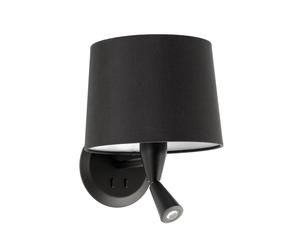 FARO BARCELONA Conga wall light with LED reading lamp, black
