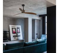 FARO BARCELONA Copper ceiling fan with remote control, walnut